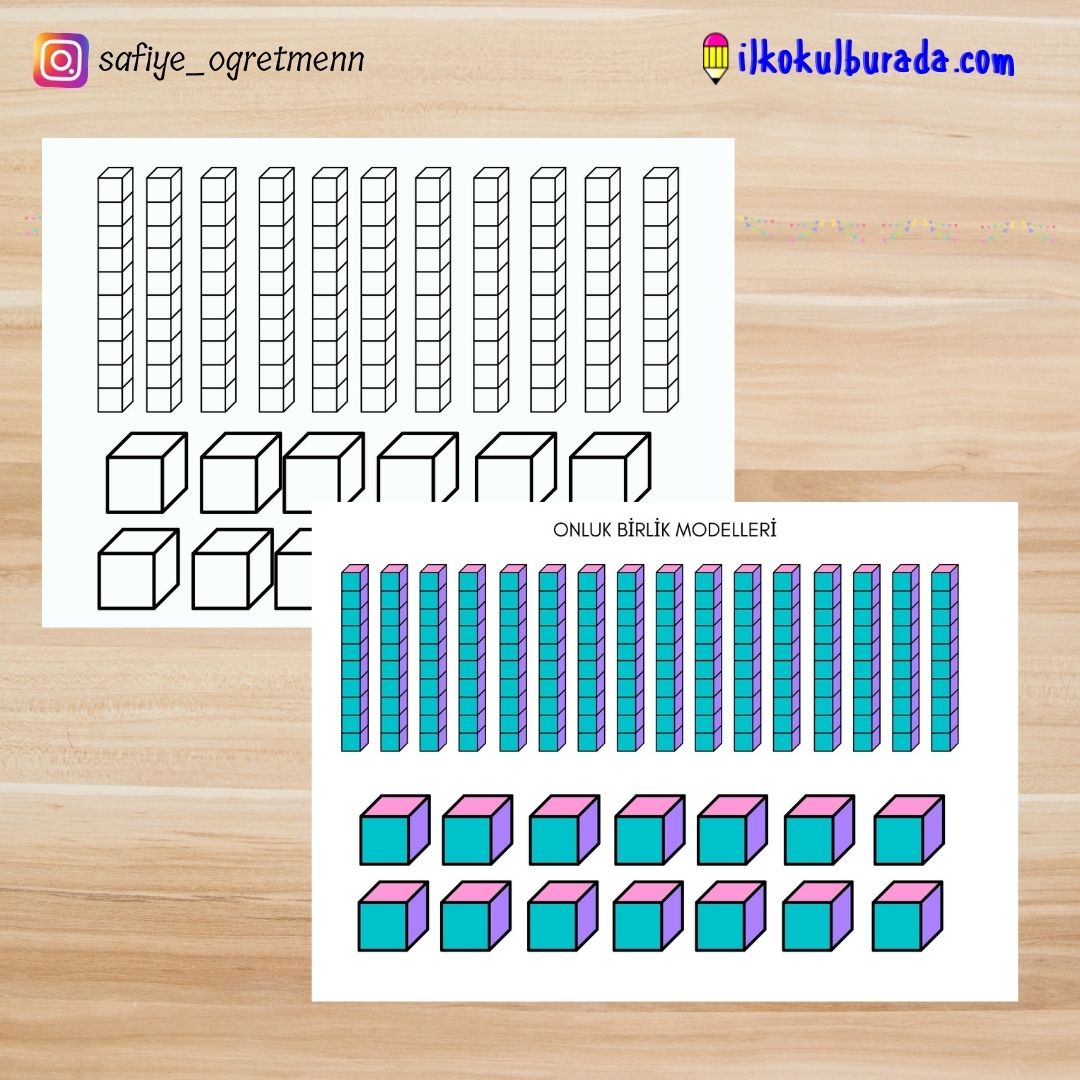 Onluk Birlik Modelleri- Kes Yapıştır Defter ve Pano İçin Onluk Birlik Modelleri