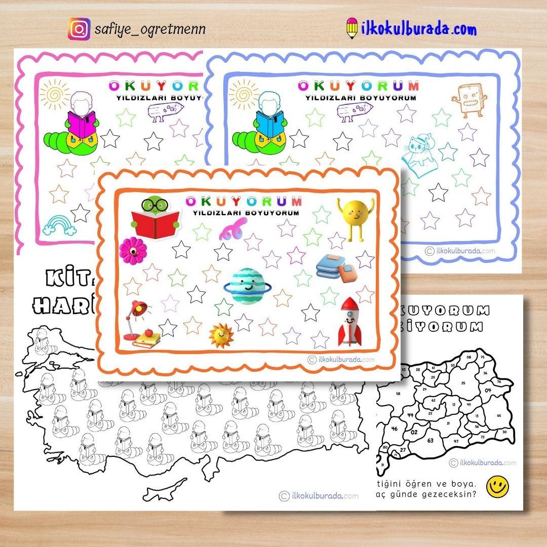 Kitap Okuma Takip Çizelgeleri - Oku ve Boya Sayfaları