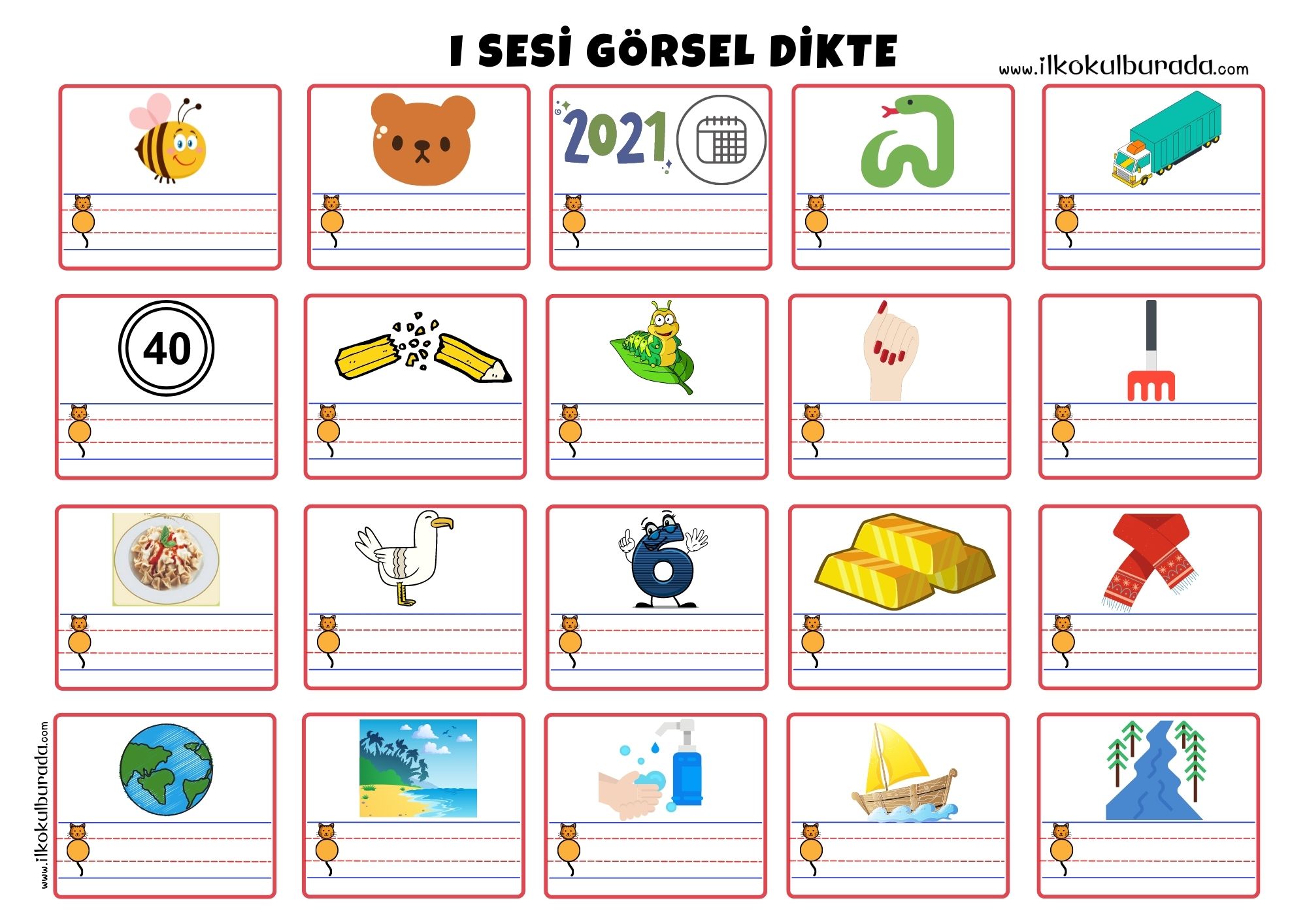 1. Sınıf I ı Sesi Kelimeler ve Görsel Dikte Etkinliği