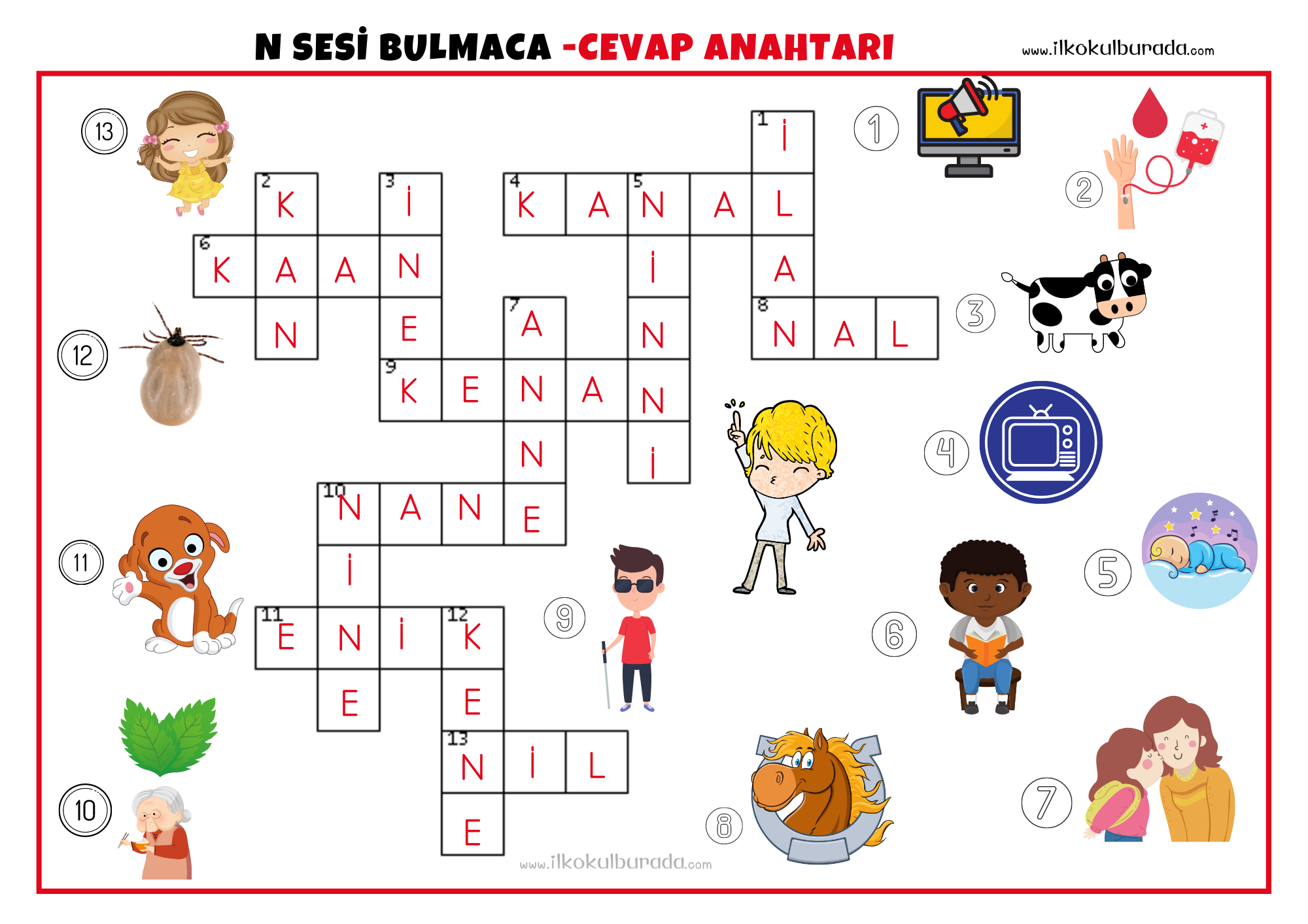 1. Sınıf N n Sesi Bulmaca Etkinliği