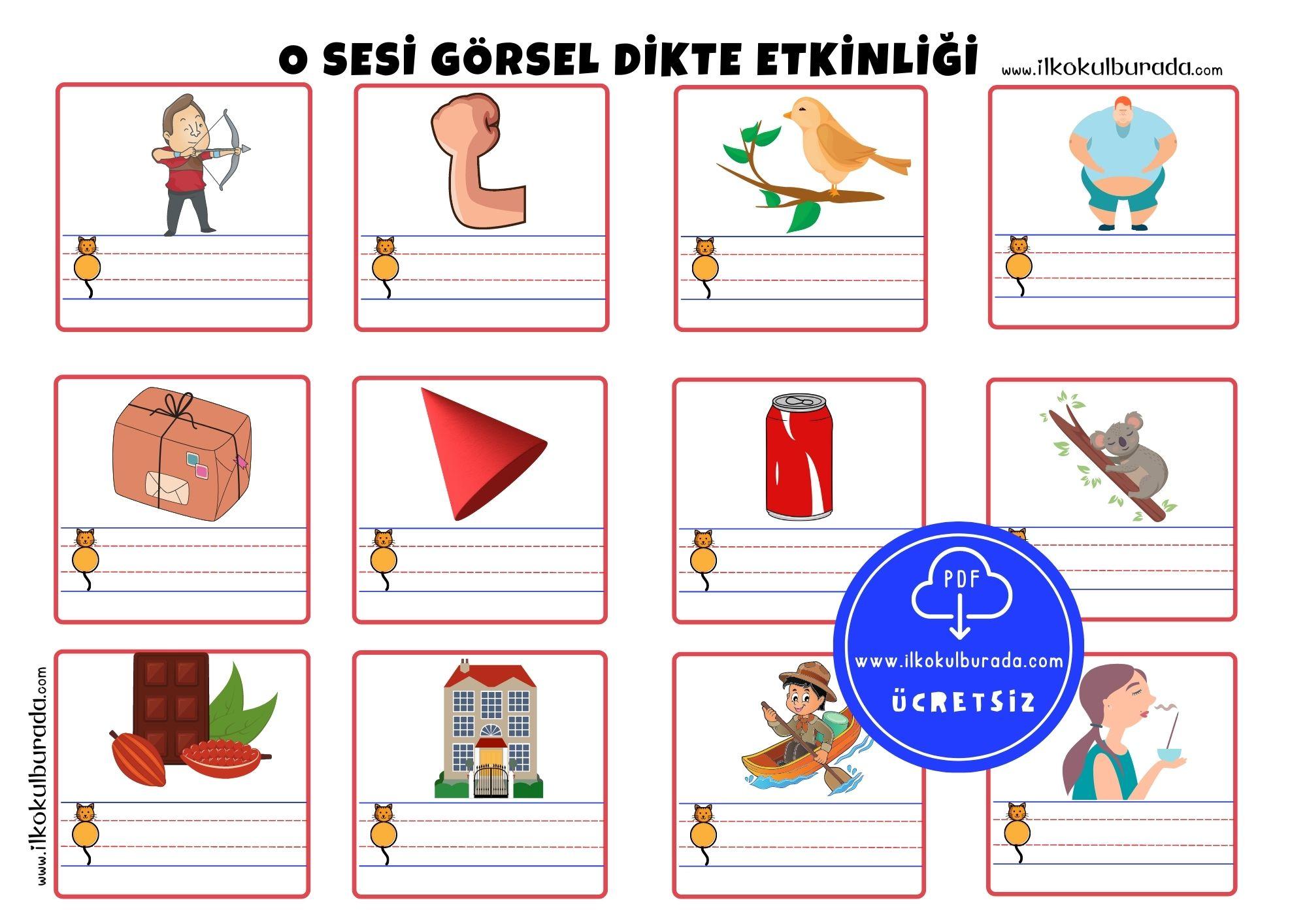 1.Sınıf O o Sesi Görsel Dikte Etkinliği