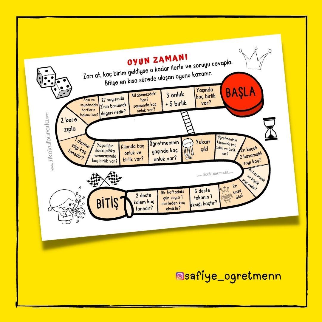 2. Sınıf Matematik Doğal Sayılar Eğlenceli Masa Oyunu