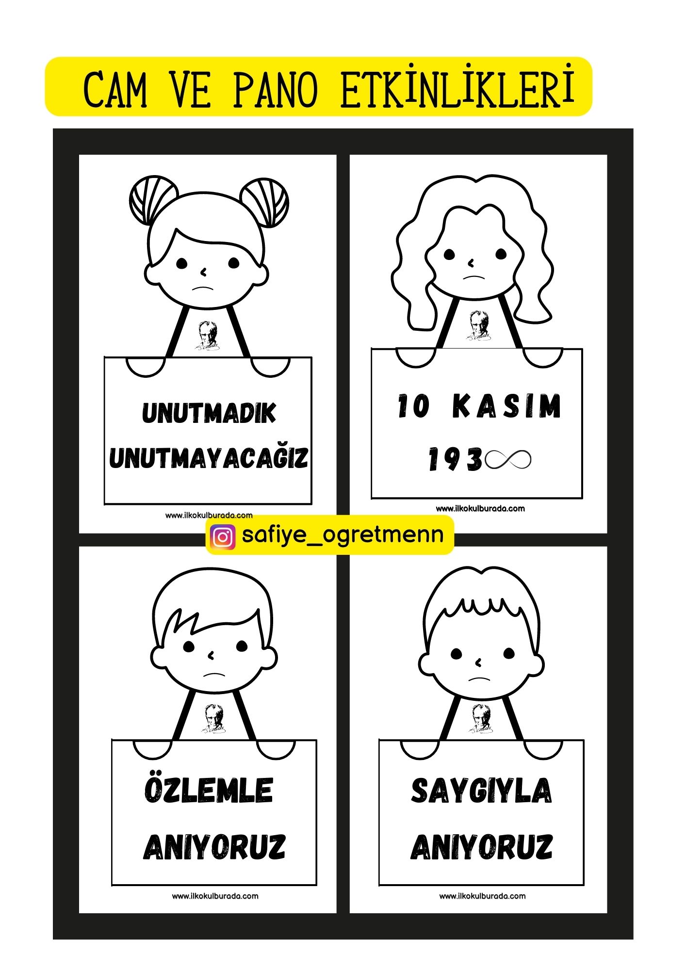 10 Kasım Atatürk'ü Anma Günü Cam ve Pano Etkinlikleri