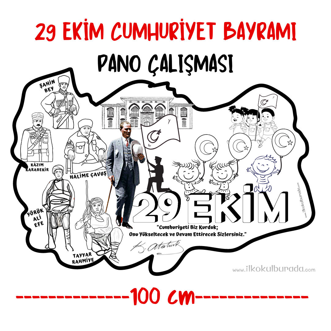 29 Ekim Cumhuriyet Bayramı Pano Çalışması Milli Mücadele Kahramanları-16 Sayfalık Poster