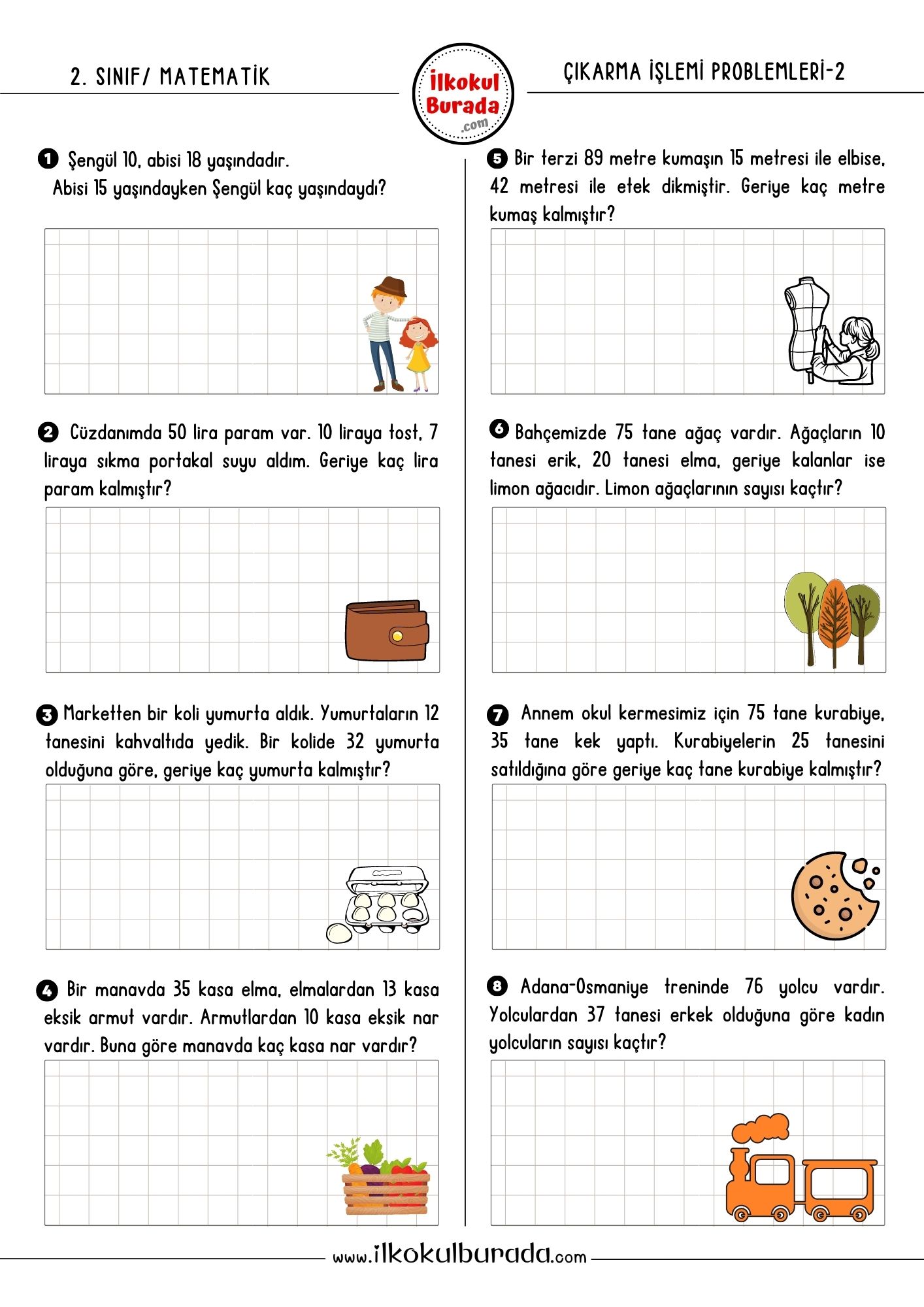 2. Sınıf Matematik Çıkarma İşlemi Problemleri -2