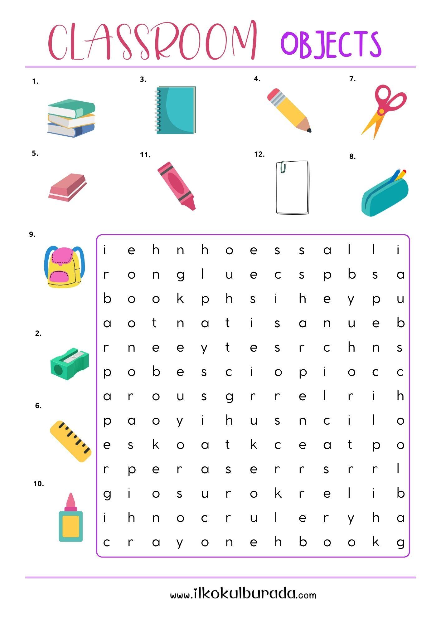 Classroom Objects Puzzle