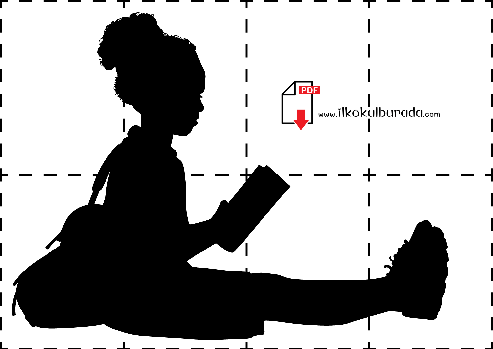 Kitap Köşesi Duvar Posterleri- Kitap Okuyan Çocuk Silüeti