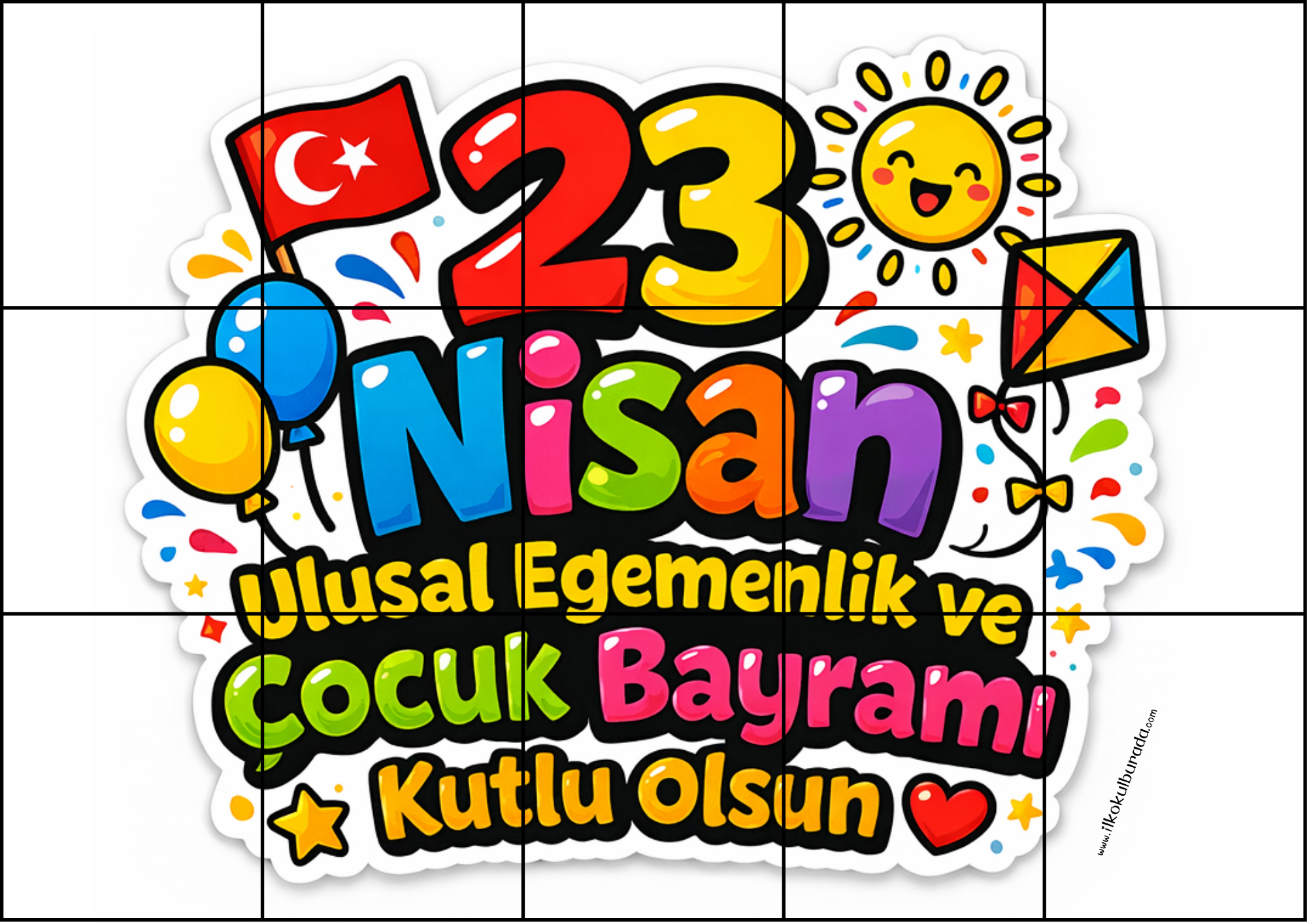 23 Nisan Kutlu Olsun Renkli Büyük Pano - (15 a4 sayfa)