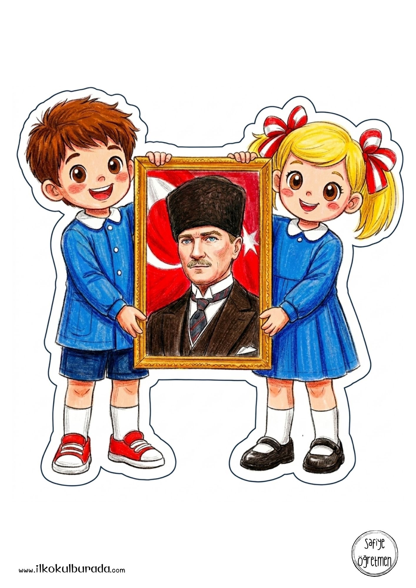 23 Nisan- Atatürk Resmi Tutan Çocuklar – Renkli- Büyük Boy